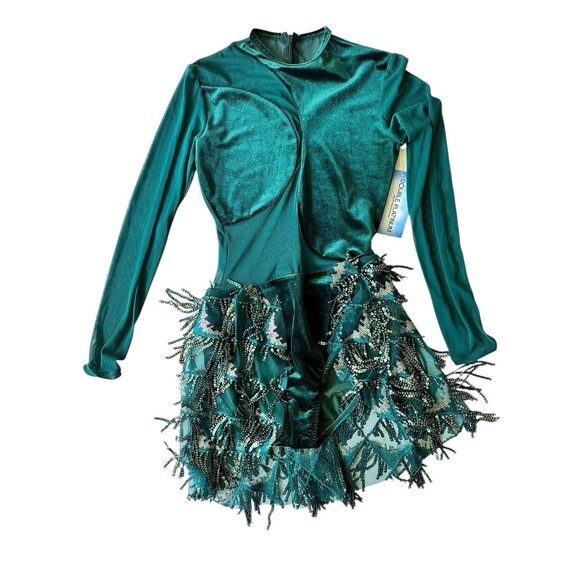 Double Platinum Skirted Leotard XS Green N7938 Forest Dance Gymnastics Ice Skate - Picture 1 of 8